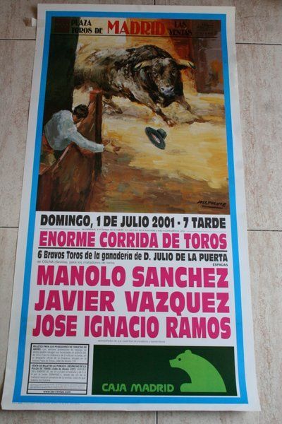 Cartel de toros de Madrid. 1 de julio de 2001.