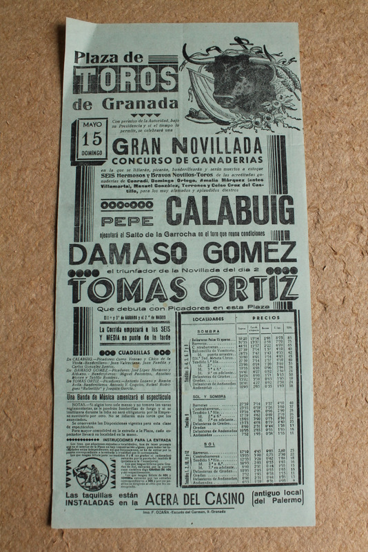 Cartel de toros de Granada. 15 de mayo.