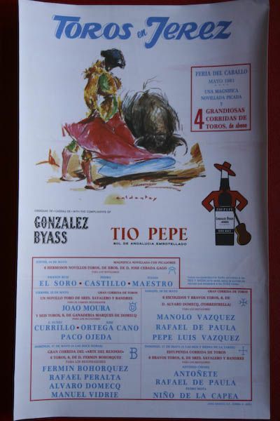 Cartel de toros de Jerez en seda