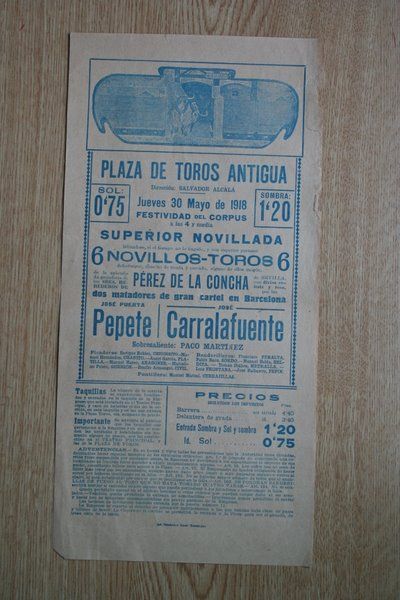 Cartel de toros de Barcelona. 1918.