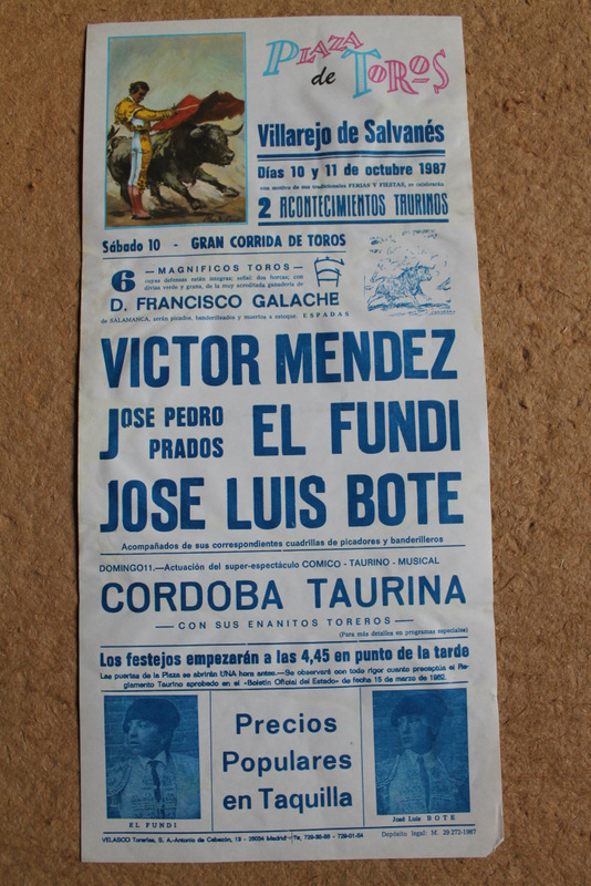 Cartel de toros de Villarejo de Salvanés. 10 y 11 de octubre de 1987.