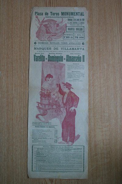 Cartel de toros de Barcelona. 1918.