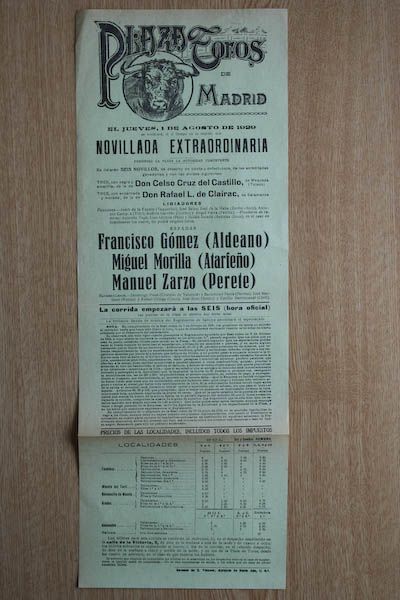 Cartel de toros de Madrid.