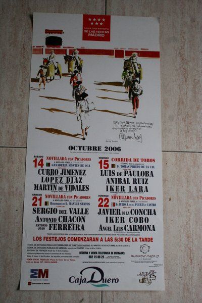 Cartel de toros de Madrid. 14, 15, 21 y 22 de octubre de 2006.