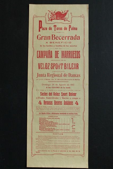 Cartel de toros de Palma. 24 de agosto de 1913.