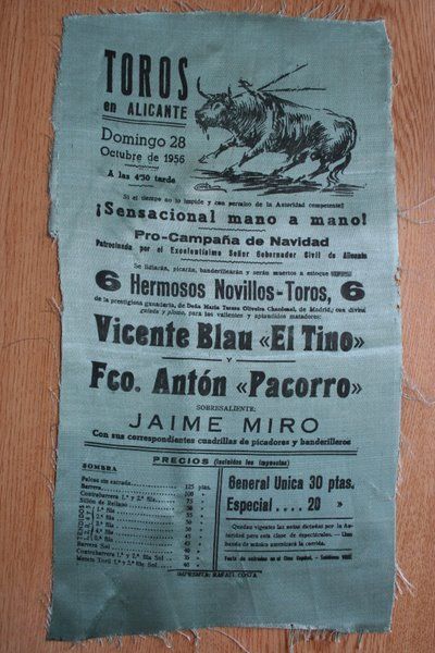Cartel de toros de Alicante. 28 de octubre de 1956.