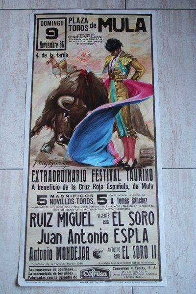 Cartel de toros de Mula. 9 de noviembre de 1986.