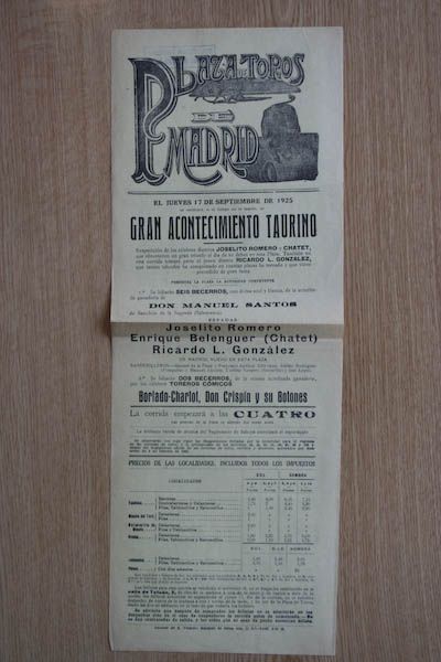 Cartel de toros de Madrid.