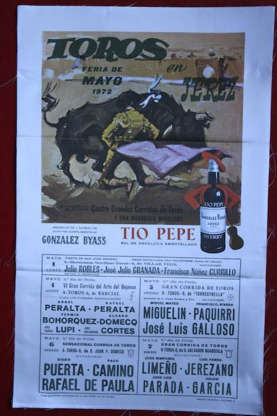 Cartel de toros de Jerez en seda