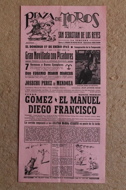 Cartel de toros de San Sebastián de los Reyes. 27 de enero de 1963.