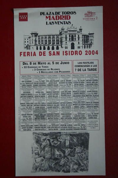 Cartel de toros de Madrid en seda