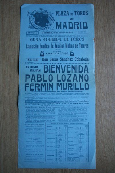 Cartel de toros de Madrid. 1958.