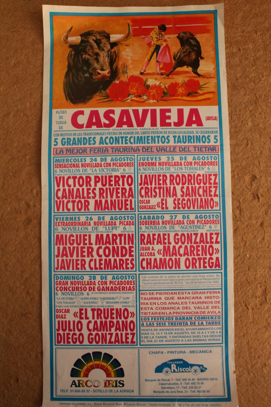 Cartel de toros de Casavieja (Ávila). 24, 25, 26, 27 y 28 de agosto.