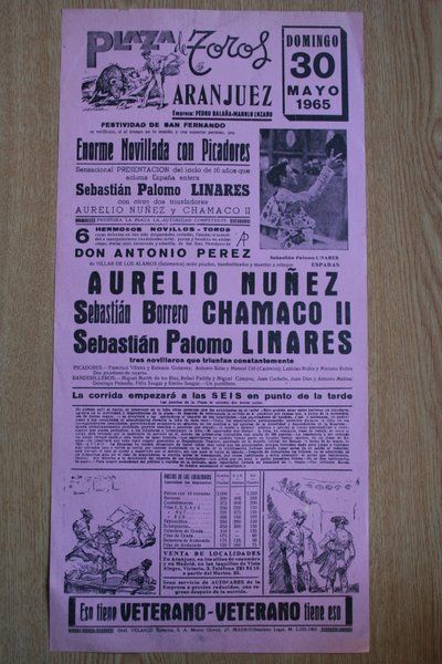 Cartel de toros de Aranjuez. 1965.