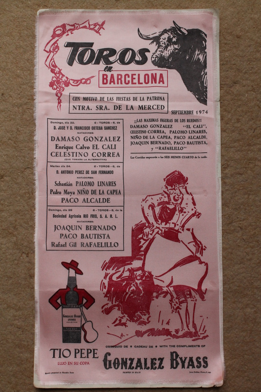 Cartel de toros de Barcelona. Septiembre 1974. Fiestas de Ntra. Sra. de la Merced. Días 22, 24 y 29.