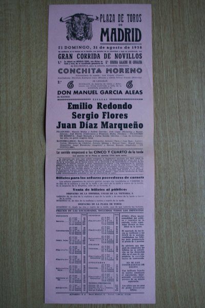 Cartel de toros de Madrid. 1958.