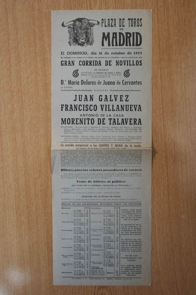 Cartel de toros de Madrid.