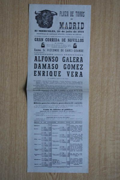 Cartel de toros de Madrid.