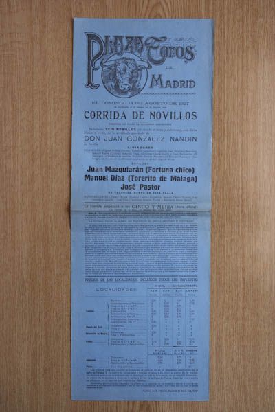 Cartel de toros de Madrid.