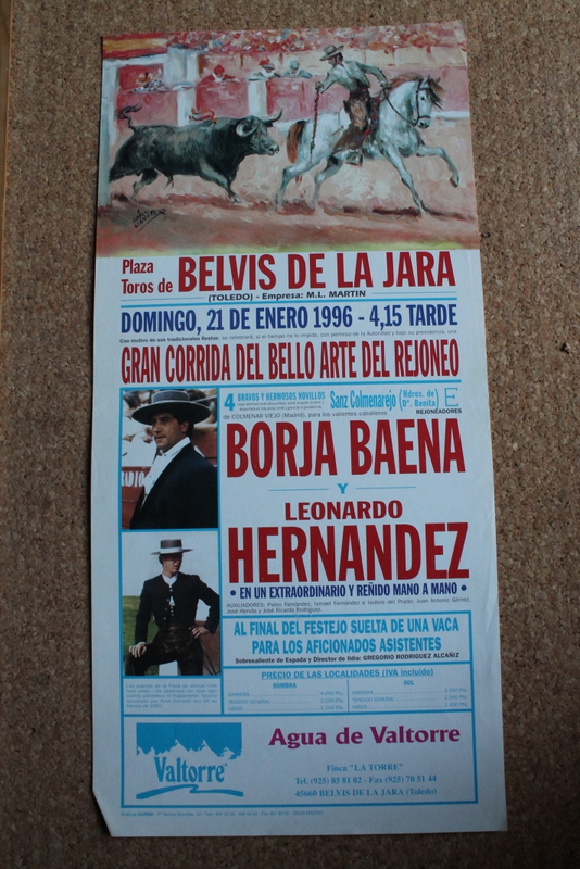 Cartel de toros de Belvis de la Jara. 21 de enero de 1996.