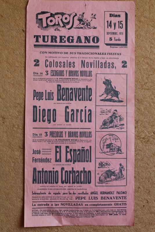 Cartel de toros de Turégano. 14 y 15 de septiembre de 1970. 