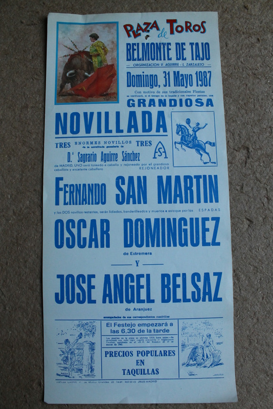 Cartel de toros de Belmonte de Tajo. 31 de mayo de 1987.