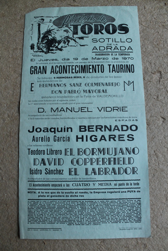 Cartel de toros de Sotillo de la Adrada. 19 de marzo de 1970.