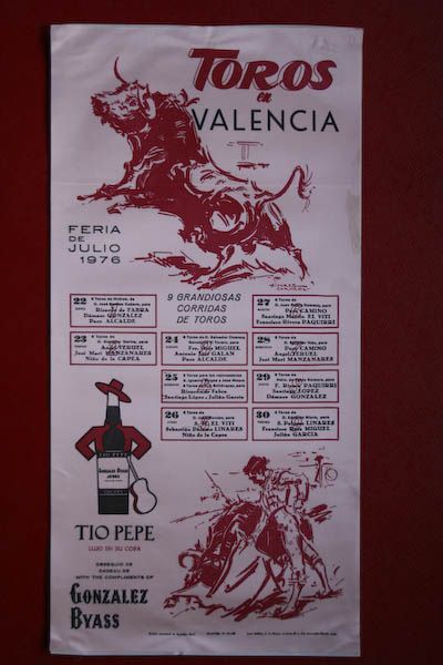 Cartel de toros de Valencia en seda