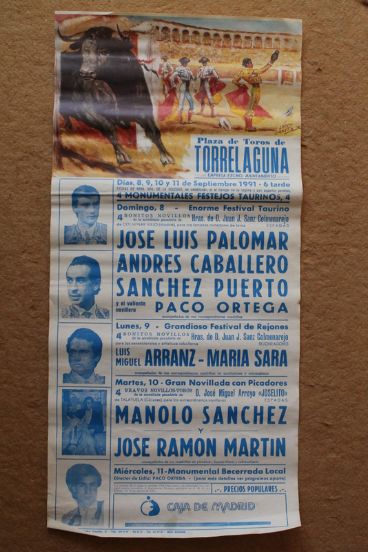 Cartel de toros de Torrelaguna. 8, 9, 10 y 11 de septiembre de 1991.