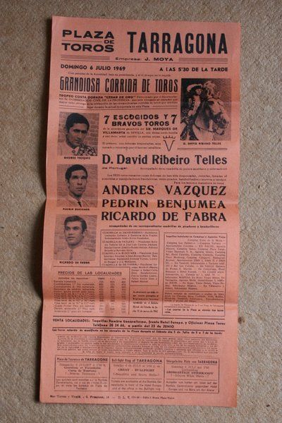 Cartel de toros de Tarragona. 6 de julio de 1969.