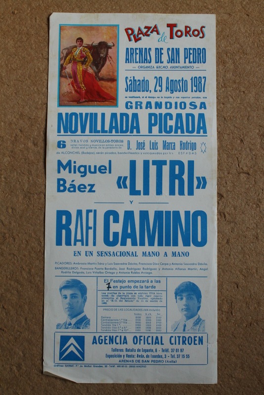 Cartel de toros de Arenas de San Pedro. 29 de agosto de 1987.