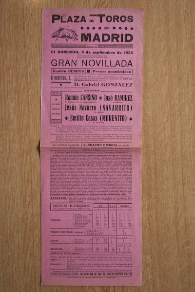 Cartel de toros de Madrid.