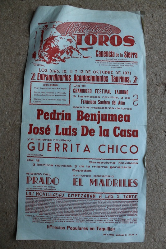 Cartel de toros de Canencia de la Sierra. 10, 11 y 12 de octubre de 1971.