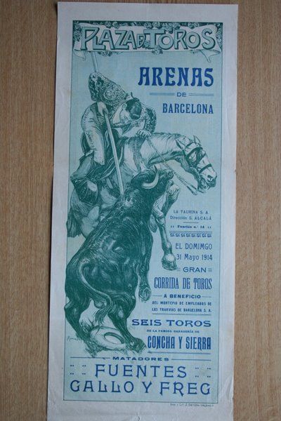 Cartel de toros de Barcelona. 1914.