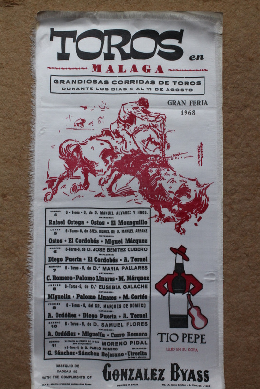 Cartel de toros de Málaga. Gran Feria 1969. 3 al 10 de agosto.