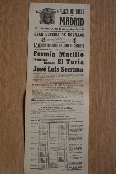 Cartel de toros de Madrid.