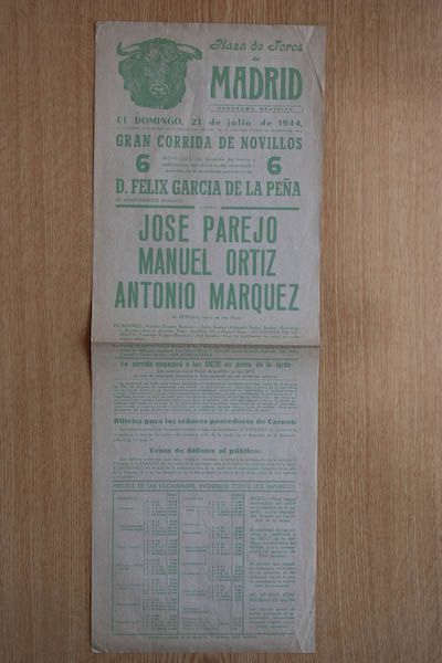 Cartel de toros de Madrid.