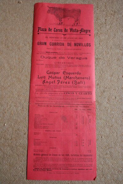 Cartel de toros de Vista-Alegre. 25 de julio de 1915.