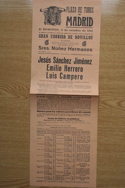 Cartel de toros de Madrid.