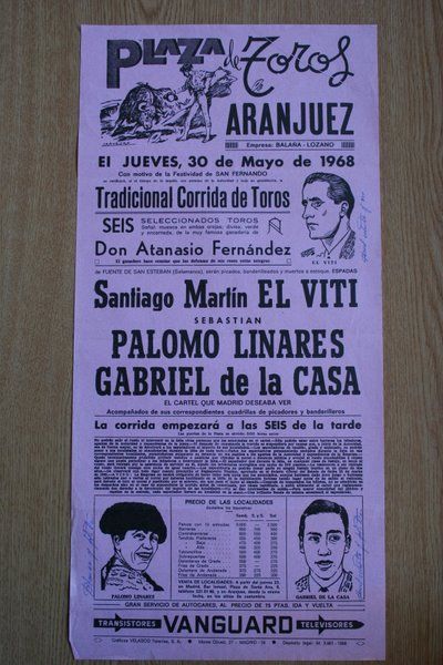 Cartel de toros de Aranjuez. 1968.