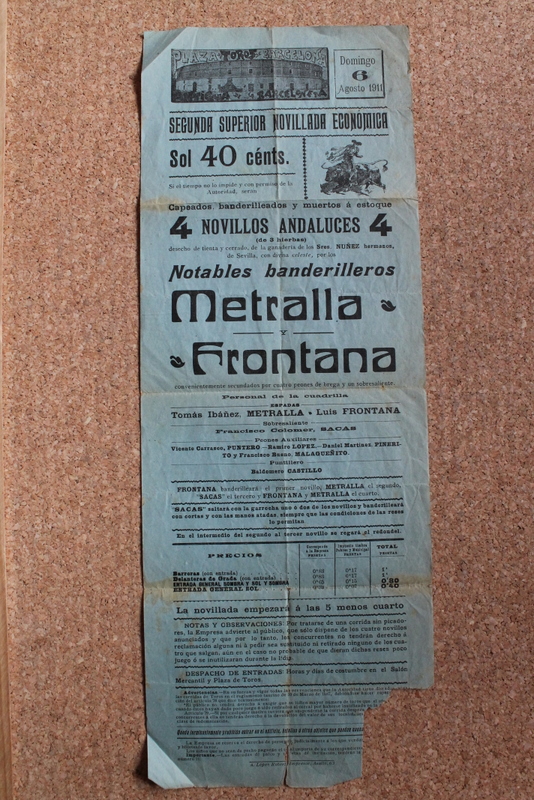 Cartel de toros de Barcelona. 6 de agosto de 1911. 