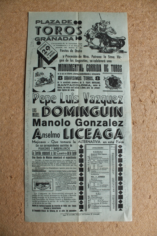 Cartel de toros de Granada. 29 de septiembre.