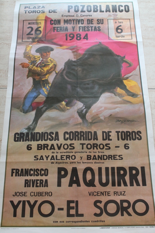 Cartel de toros de Pozoblanco. Feria y fiestas 1984. 26 de septiembre