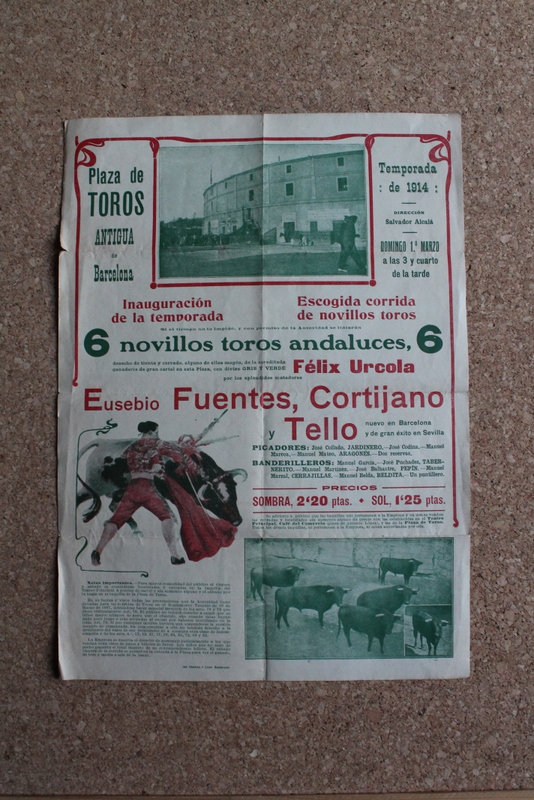 Cartel de toros de Barcelona. 1 de marzo de 1914.