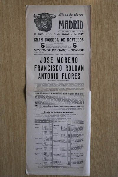Cartel de toros de Madrid.