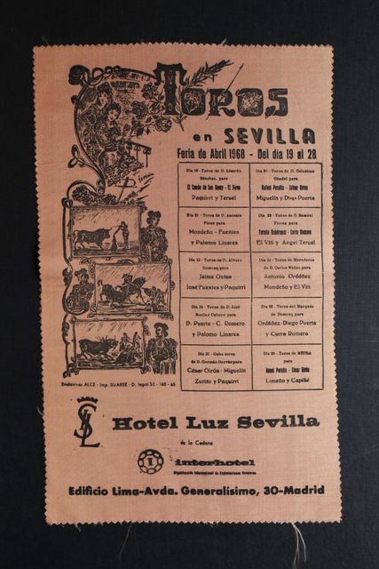 Cartel de toros de Sevilla. Feria de Abril de 1968. Días 19 al 28.