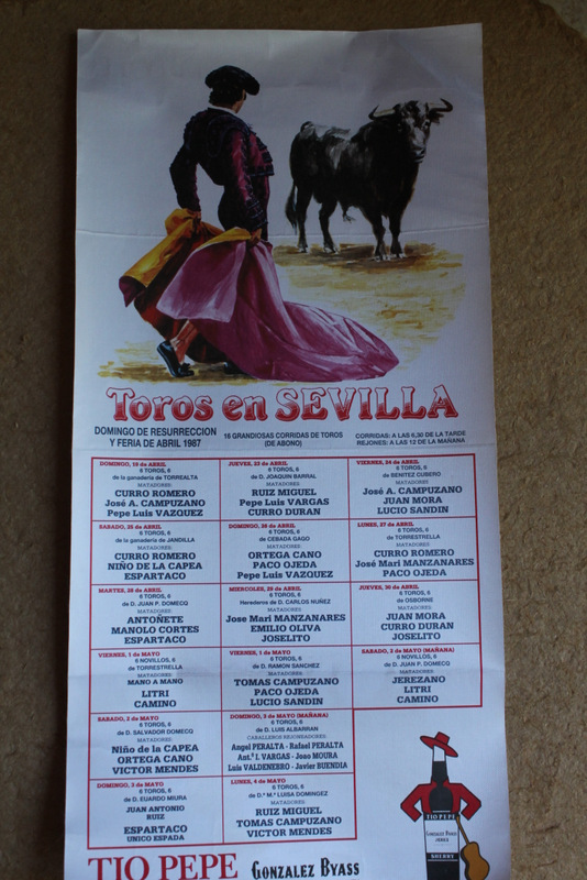Cartel de toros de Sevilla.19 de abril al 4 de mayo de 1987.
