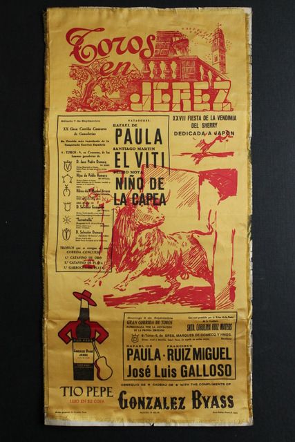Cartel de toros de Jerez. XXVII Fiesta de la Vendimia del Sherry. Dedicada a Japón. 7 y 8 de septiembre de 1974.