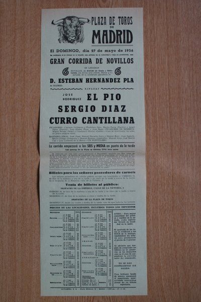 Cartel de toros de Madrid.