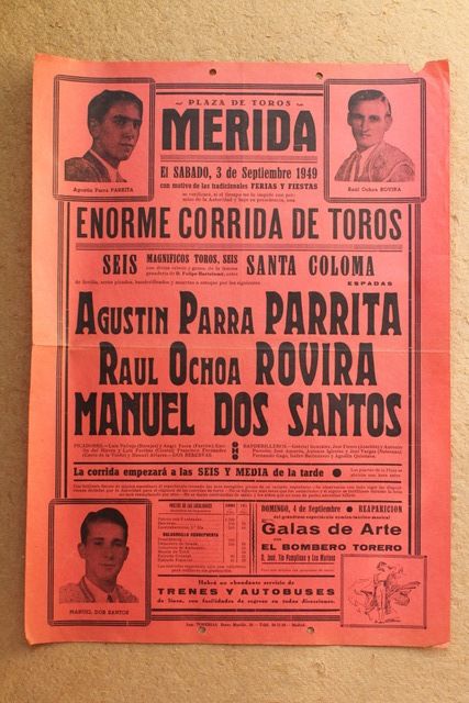 Cartel de toros de Mérida. 3 de septiembre de 1949.